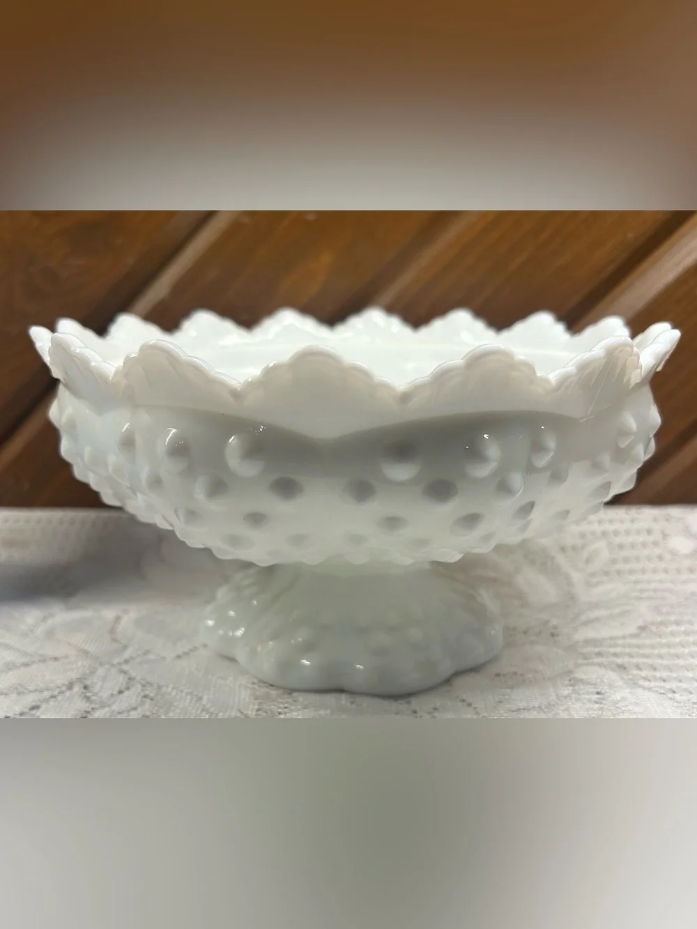 Vintage Fenton Hobnail Milk Glass Creative Candle Bowl